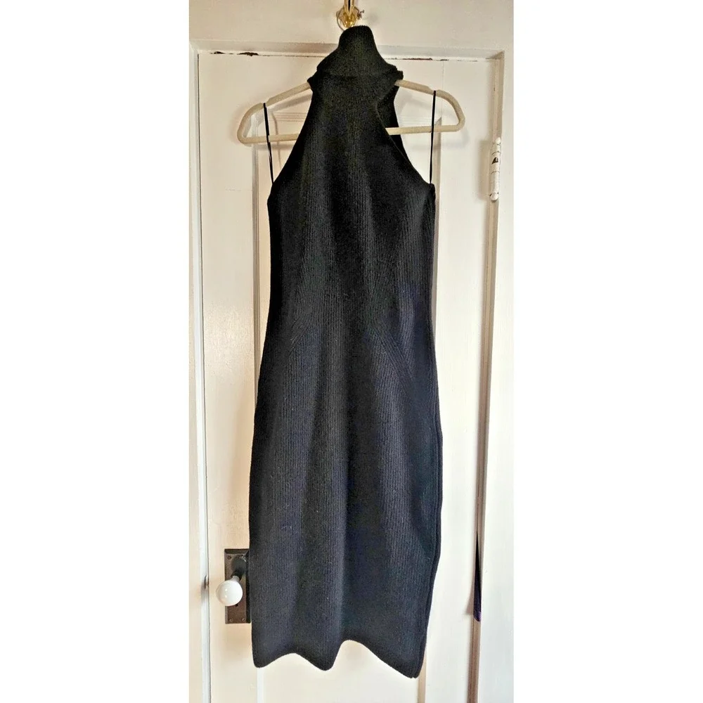 REISS Clem Sleeveless Turtleneck Sweater Dress wool cashmere blend Black‎ Size L